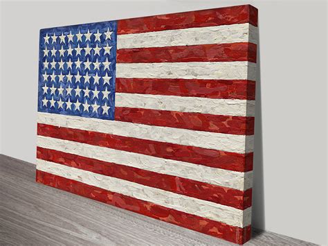 Jasper Johns Flag Artwork on Canvas