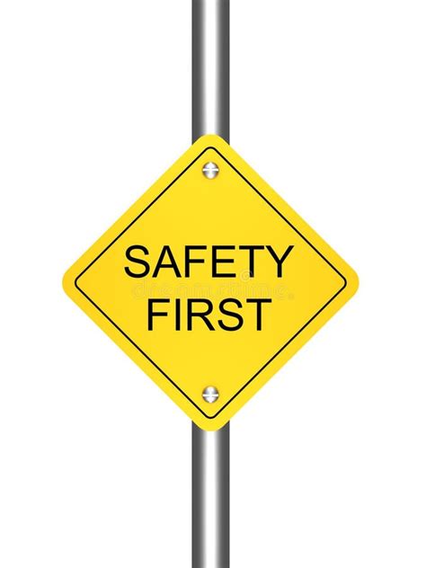 Safety First Yellow Road Sign On White Background Stock Illustration - Illustration of diamond ...