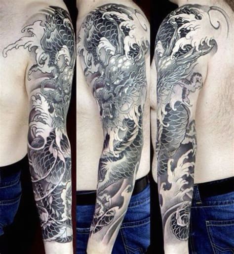 100 Dragon Sleeve Tattoo Designs For Men - Fire Breathing Ink Ideas