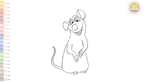 Rémy the rat Ratatouille drawing | How to draw Rémy drawing step by ...