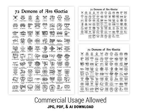 72 Demons of Ars Goetia Vector Download Commercial Usage - Etsy