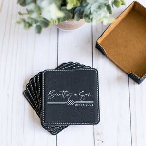 Custom Coaster Set, Personalized Gift, Modern Coasters, Personalized Wedding Coaster Monogrammed ...