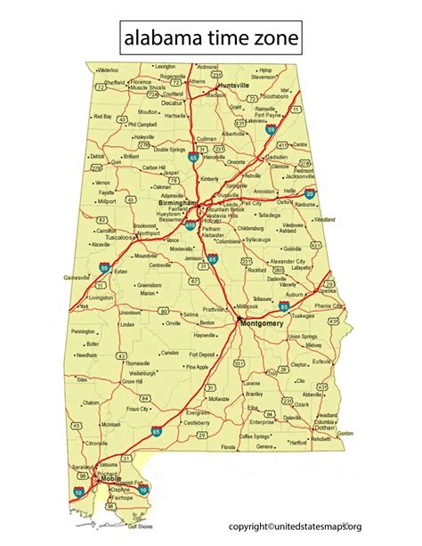 Alabama Time Zone Map | Time Zone Map of Alabama