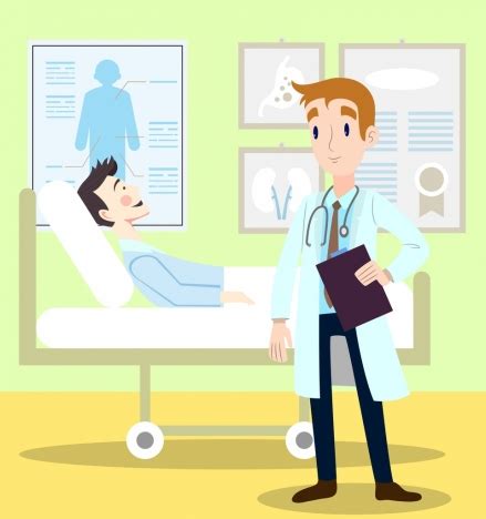 Hospital drawing doctor patient icons colored cartoon characters vectors stock in format for ...