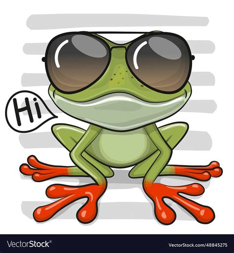 Cute cartoon frog in sun glasses Royalty Free Vector Image