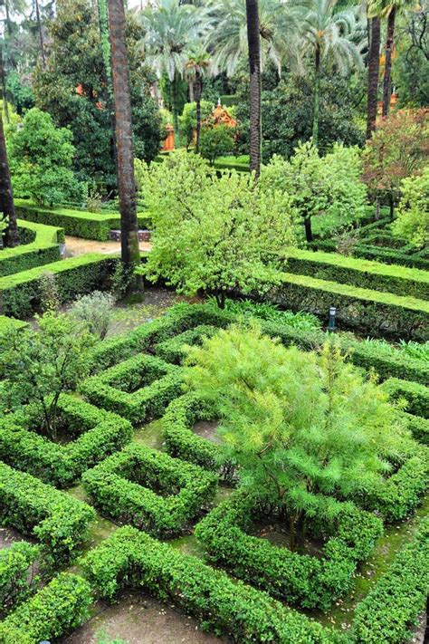 Alcazar gardens in Sevilla stock photo. Image of decoration - 34925950