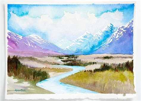 Mountain Scene | Craftsy | Watercolor mountains tutorial, Watercolor ...