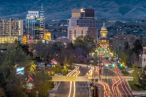 Cityscape of Boise Lighted Up at Night in Boise, Idaho | Us travel ...