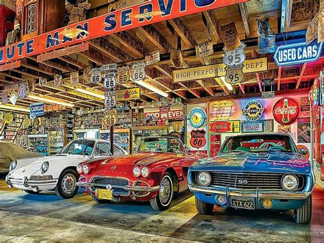 "Triple Threat" 1960's dream garage by artist Linda Berman. | Classic sports cars, Classic cars ...