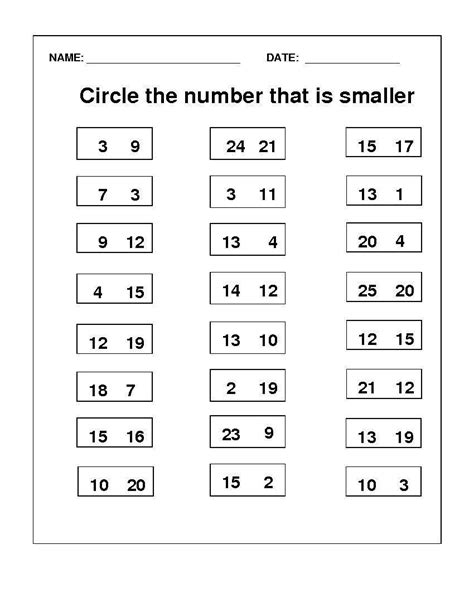 Maths Practice - circle the bigger number for kids 3 - 5 years old