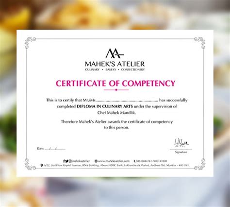 Diploma in Culinary Arts in Mumbai - Mahek's Atelier