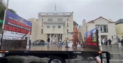 SFJ blocks Indian consulate in San Francisco with Indira Gandhi float - Pressmediaofindia