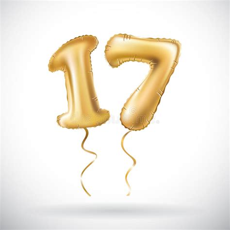 Vector Golden Number 17 Seventeen Metallic Balloon. Party Decoration ...