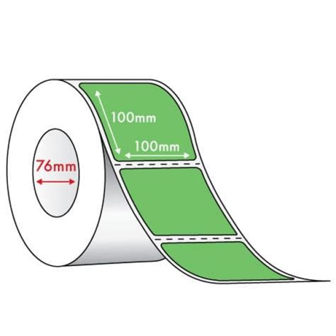 Thermal Labels - Green Direct Thermal - 100mm x 100mm