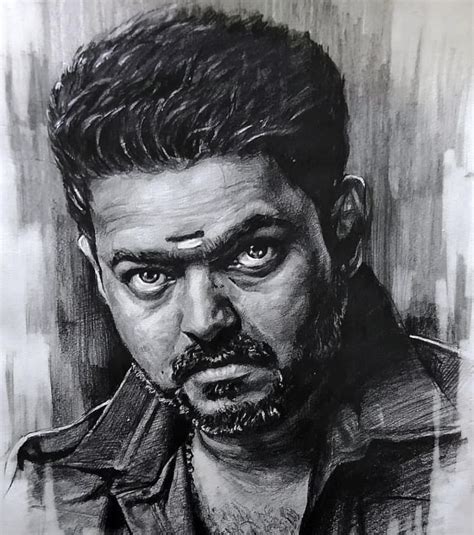 Thalapathy_vijay | Celebrity portraits drawing, Actors illustration ...