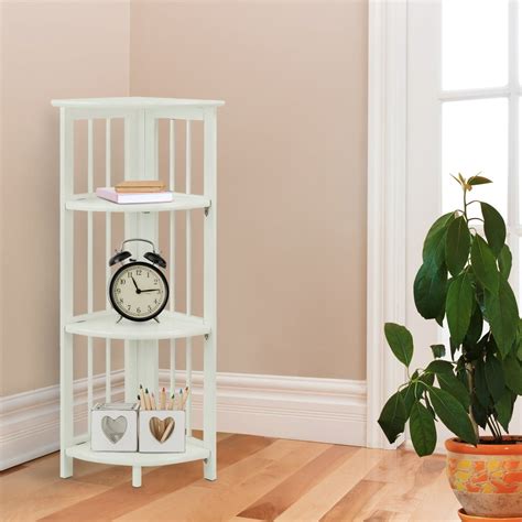 4-Shelf Corner Folding Bookcase-White - Walmart.com - Walmart.com