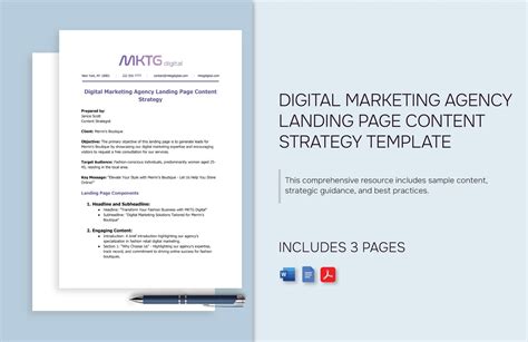 Digital Marketing Agency Landing Page Content Strategy Template in Word ...