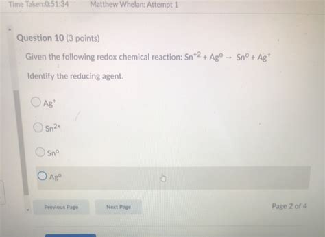 Solved Given the following redox chamical reaction: Sn+2 + | Chegg.com