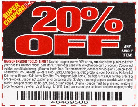 Printable 20 Off Harbor Freight Coupon