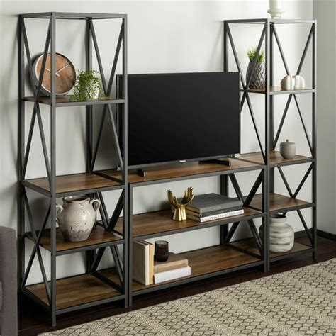 3-Piece Rustic Entertainment Center - Rustic Oak - Walmart.com ...