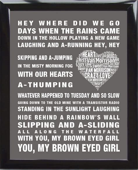 Van Morrison music song lyrics Brown Eyed Girl Word Art Print Poster ...