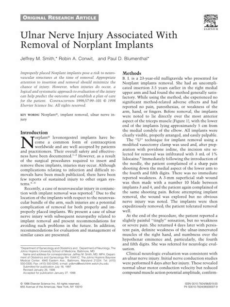 (PDF) Ulnar Nerve Injury Associated With Removal of Norplant Implants ...