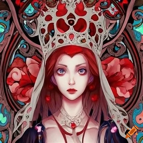 Art nouveau illustration of the queen of hearts