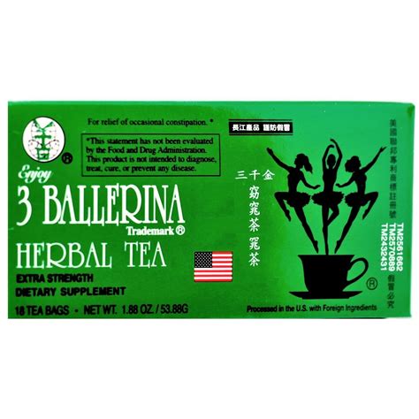 3 Ballerina Herbal Tea Original Dieters Extra Strength 18 Tea Bags, 2 Boxes