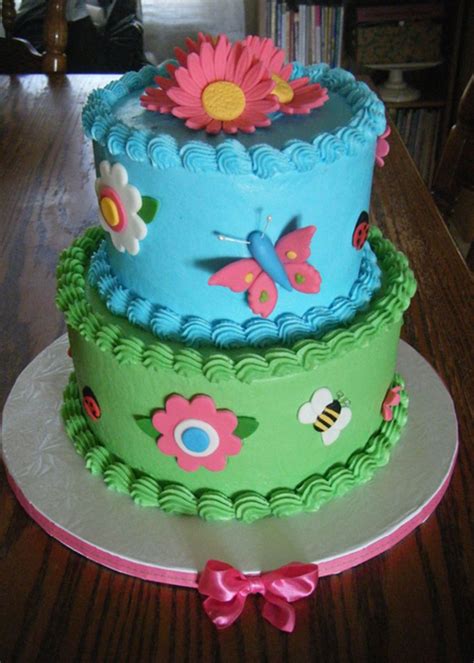 Flower's And Butterflies Birthday Cake - CakeCentral.com