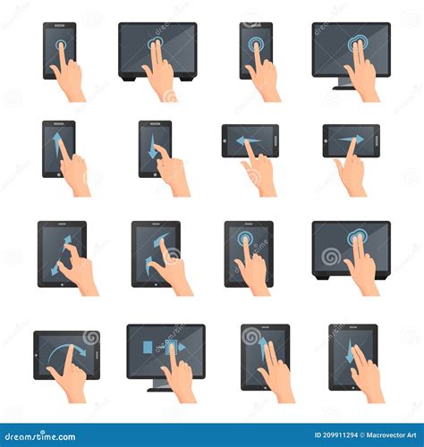 Hand Gestures on Touch Digital Devices Stock Vector - Illustration of ...