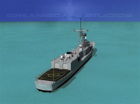 FFG-19 USS John A Moore Perry Class Frigate 3D model rigged | CGTrader