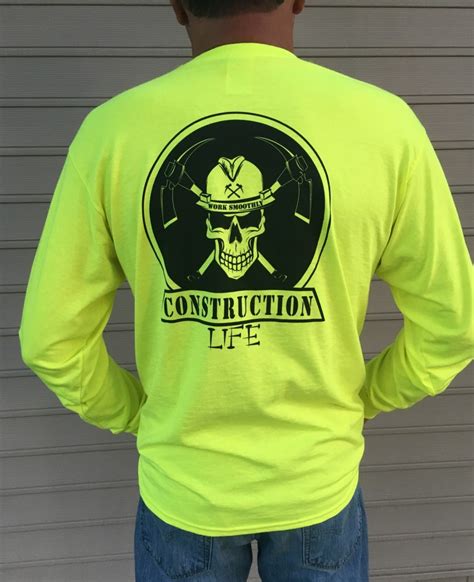 Long Sleeve Safety Green T-Shirt - Construction Life