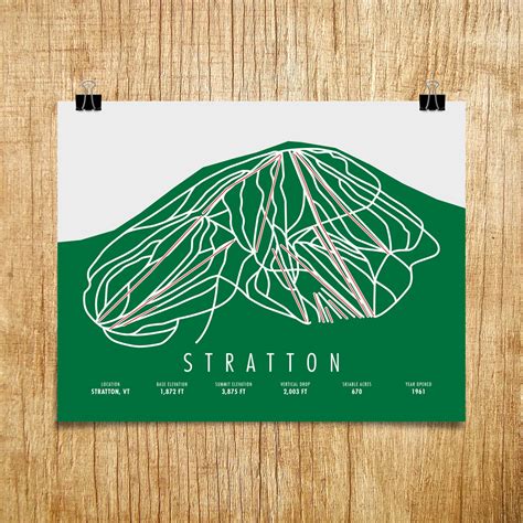 Stratton Ski Trail Map Stratton VT Map Art Stratton Ski | Etsy