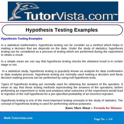 Hypothesis Testing Examples by tutorvista team - Issuu