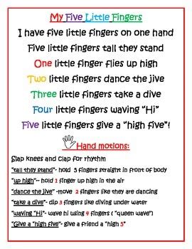 Five Little Fingers: a Counting Up Song with Motions by More Than ...