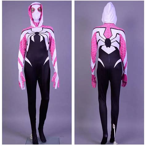 Spider Woman Cosplay Gwen Stacy Costume Spide Full Set Uniform Jumpsuit Costume Suit mask ...