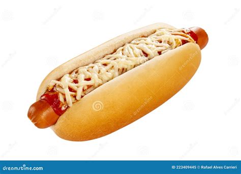 Hot Dog with Cheese in White Background Stock Image - Image of sauce, fatty: 223409445