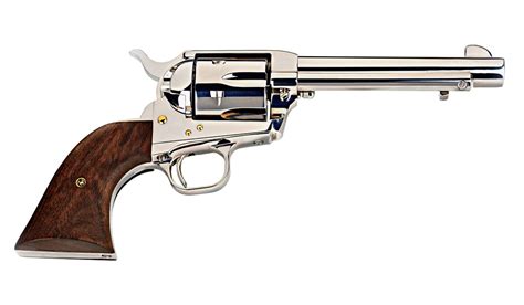 Colt Silver Stallion Single Action Army 45 Colt Revolver with Nickel Finish and 2-Piece Walnut ...