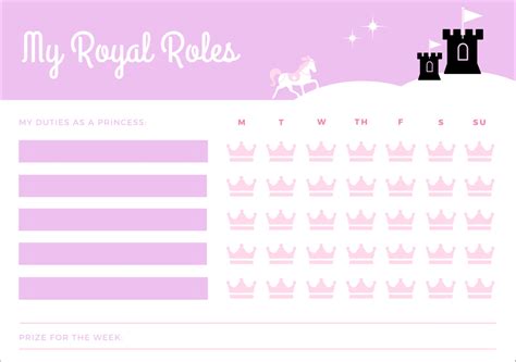 Printable Royal Schedule Tasks and Reward Chart for Girls Toddler Reward Chart, Daily Routine ...