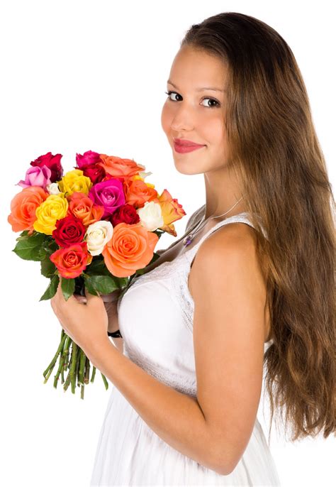 Woman With Flowers Bouquet Free Stock Photo - Public Domain Pictures