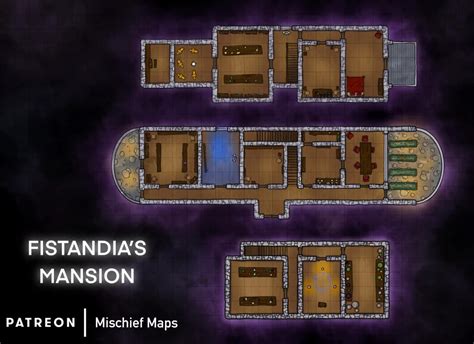 Candlekeep Mysteries - Fistandia's Mansion [24x33] [OC] : battlemaps | Mansions, Dungeon maps ...