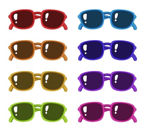 Premium Vector | Set of sunglasses in different colors frames