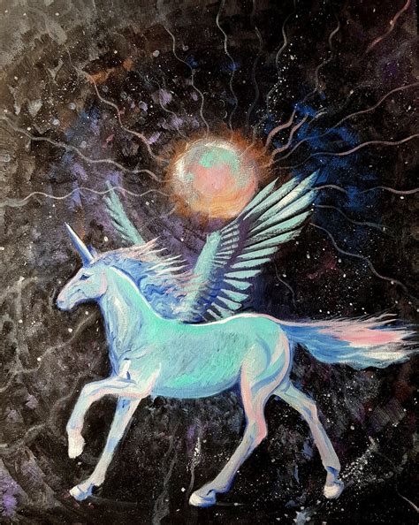 PEGASUS Oil Painting On Canvas Stretched On Blackboard Horse | Etsy