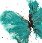 Contemporary Art Abstract Butterfly in Teal 14 x 14 on Cotton Ragg - Acrylic on Cotton Ragg ...