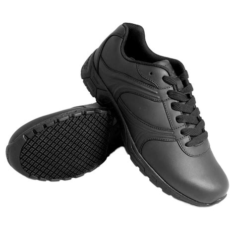 Genuine Grip® 1030 Men's Size 7.5 Wide Width Black Leather Non Slip Shoe