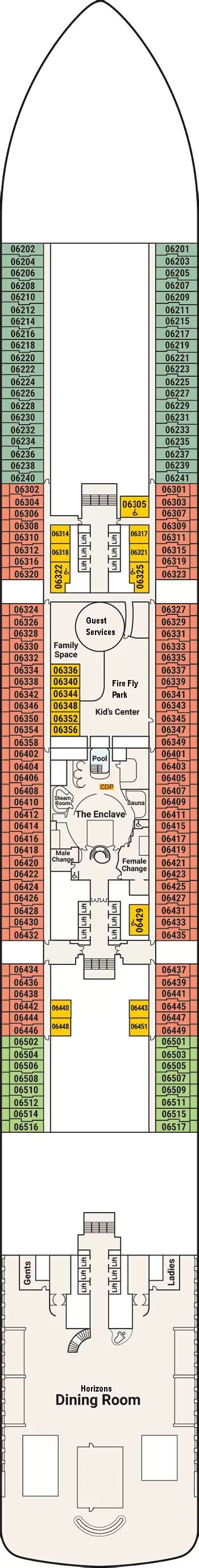 Sun Princess Deck 6 deck 6 plan | Cruisedeckplans.com