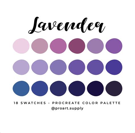 LAVENDER PROCREATE Color Palette Hex Codes Purple Pink - Etsy ...