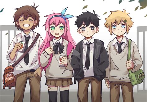 #53430 Omori, Basil, Kel, Aubrey and Hero (Omori) HD, Pink Hair, Socks, Black Hair, Shorts, Kel ...