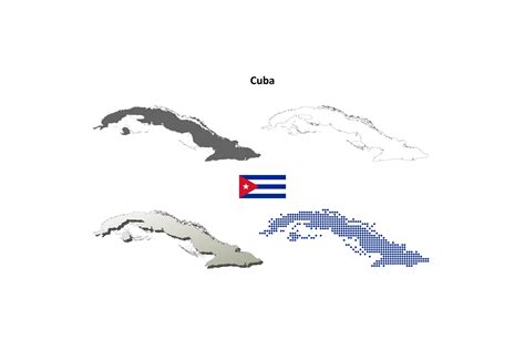 Cuba Outline Map Set Graphic by davidzydd · Creative Fabrica