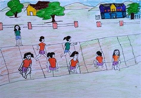 Girls playing Kho-Kho Painting by Kajal Sutar